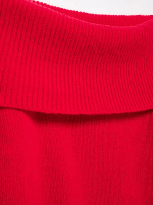 Trendy Off-Shoulder Knit Sweater for Cool, Casual Days
