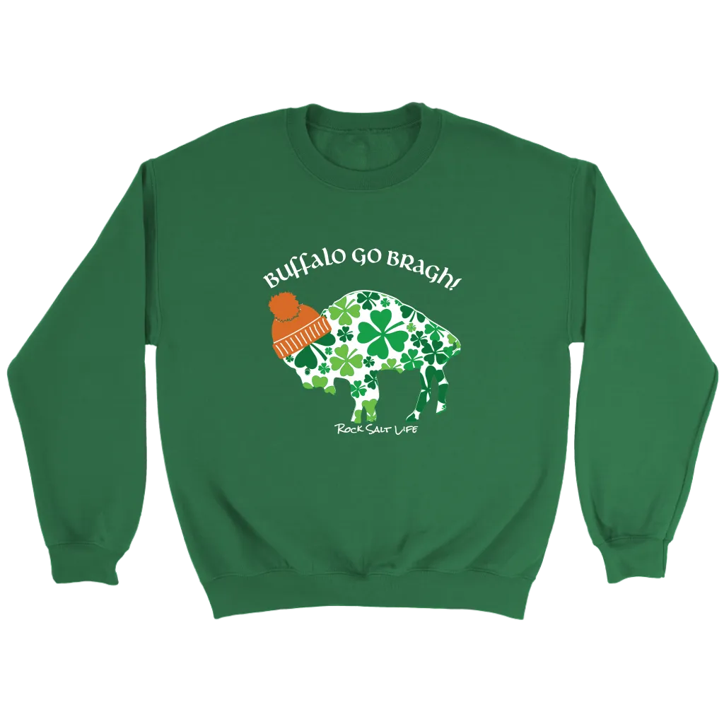 White Lettered Buffalo Go Bragh! Rock Salt Life© Crewneck Sweatshirt