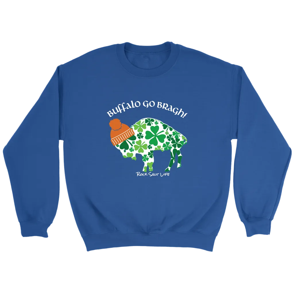 White Lettered Buffalo Go Bragh! Rock Salt Life© Crewneck Sweatshirt