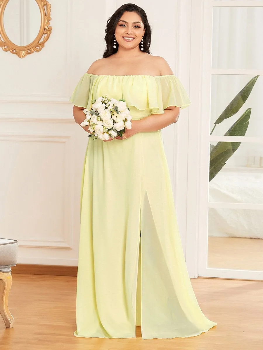 Women's Plus Size Ruffle Thigh Split Wholesale Bridesmaid Dresses