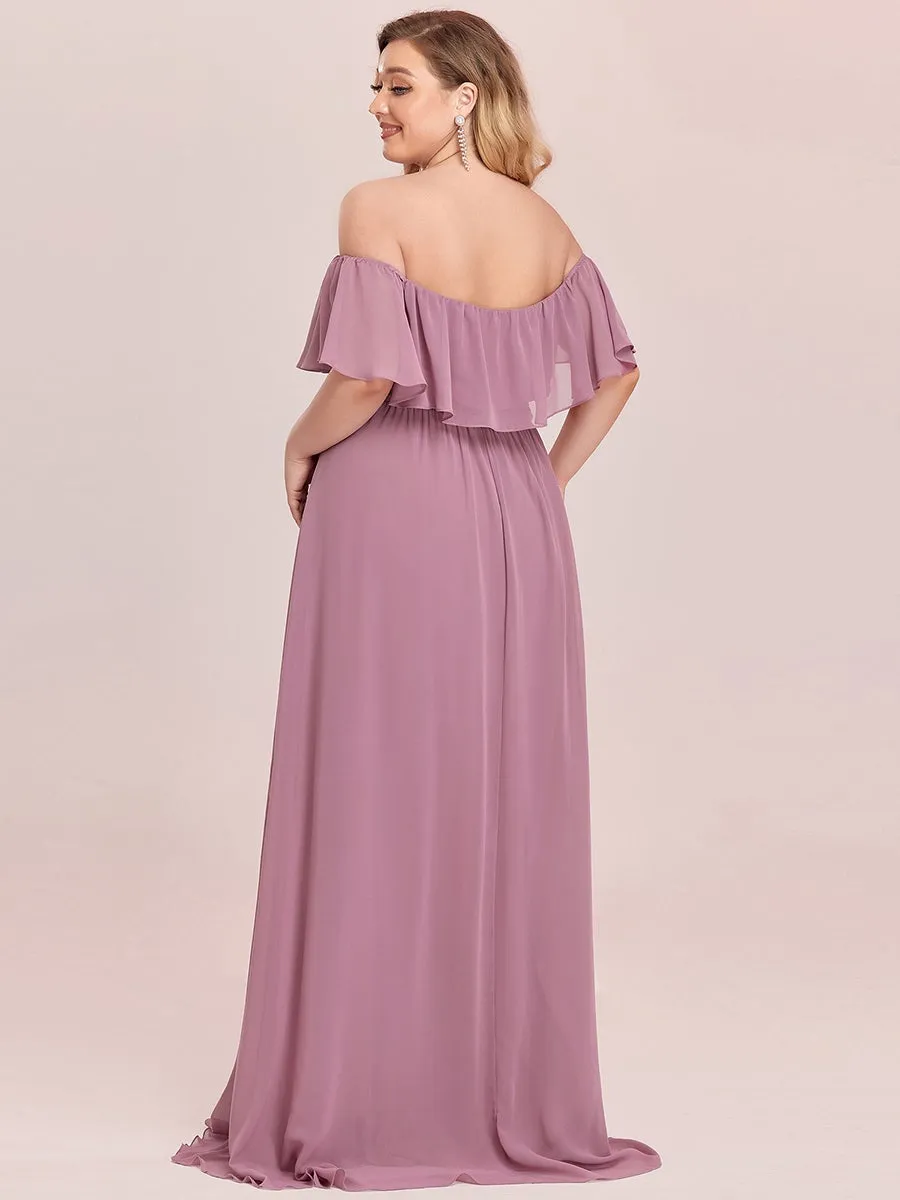 Women's Plus Size Ruffle Thigh Split Wholesale Bridesmaid Dresses