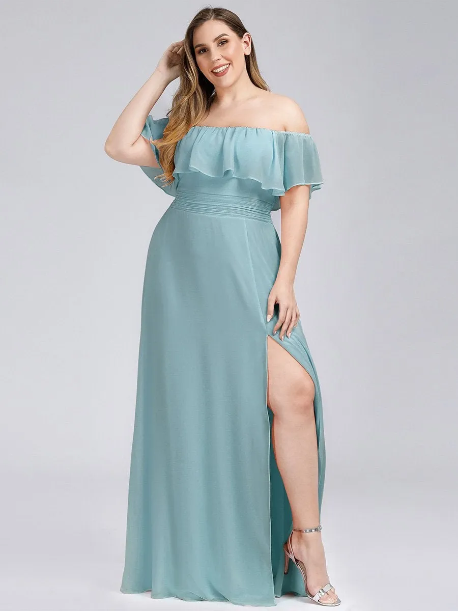 Women's Plus Size Ruffle Thigh Split Wholesale Bridesmaid Dresses