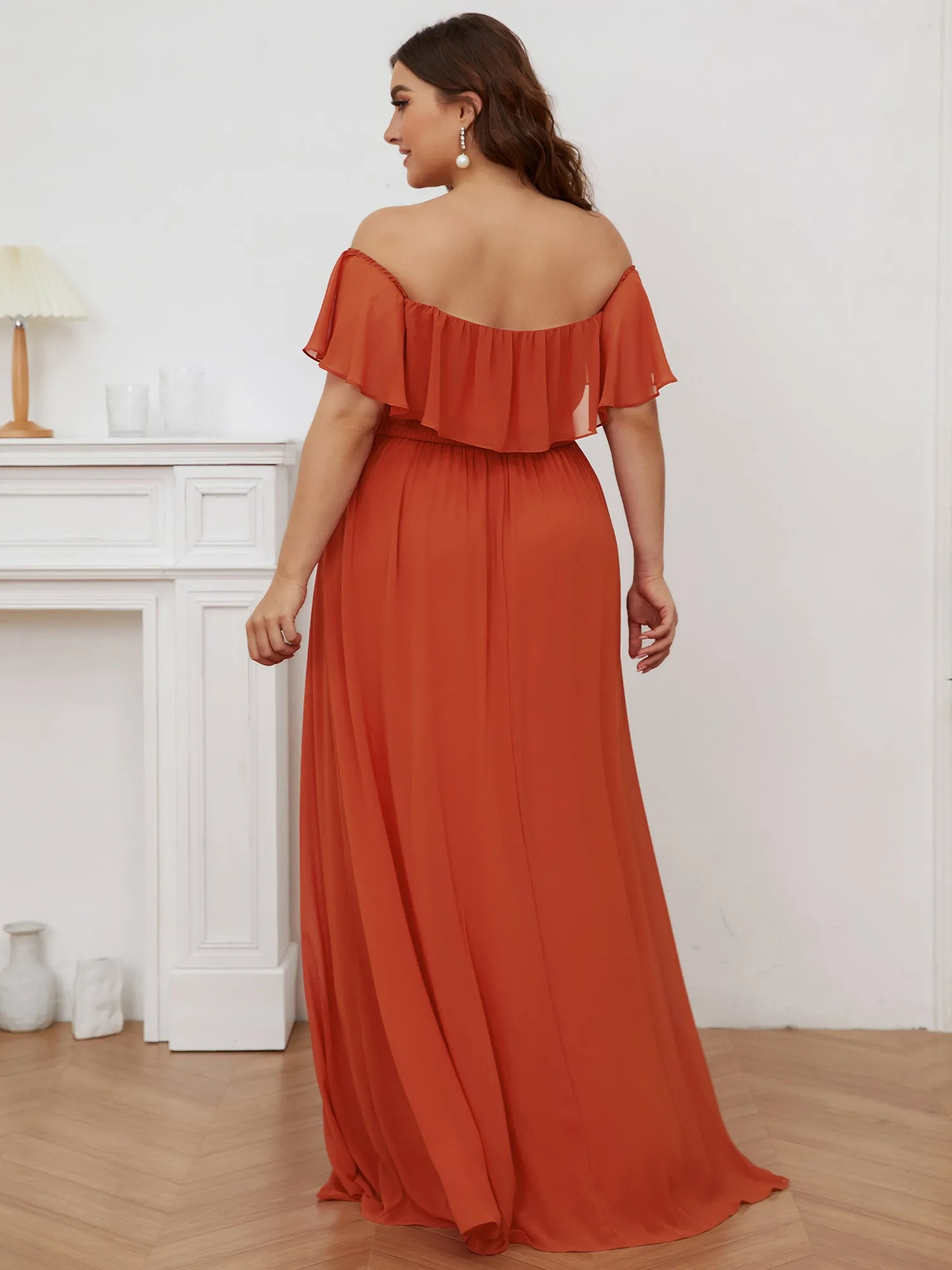Women's Plus Size Ruffle Thigh Split Wholesale Bridesmaid Dresses