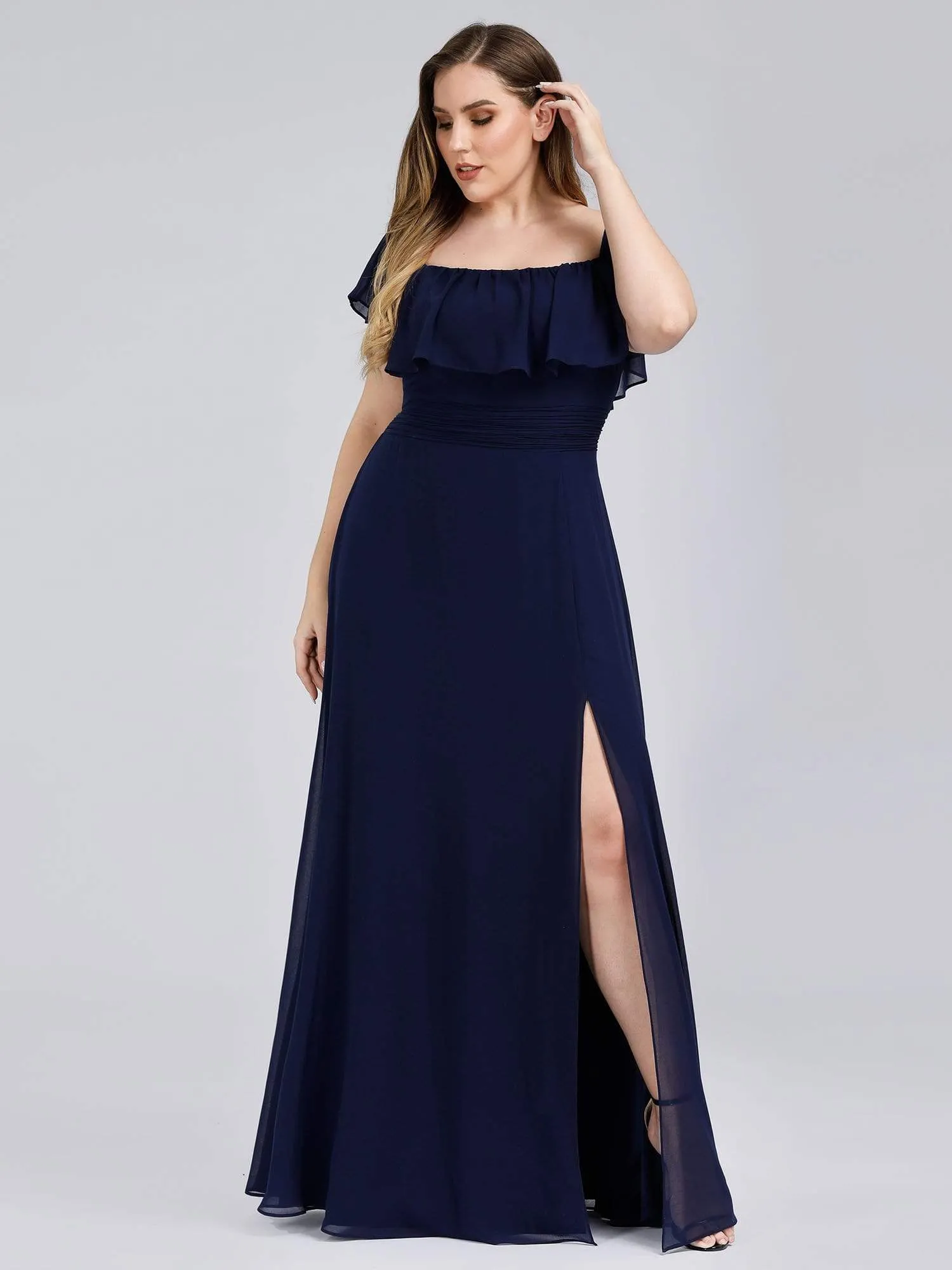 Women's Plus Size Ruffle Thigh Split Wholesale Bridesmaid Dresses