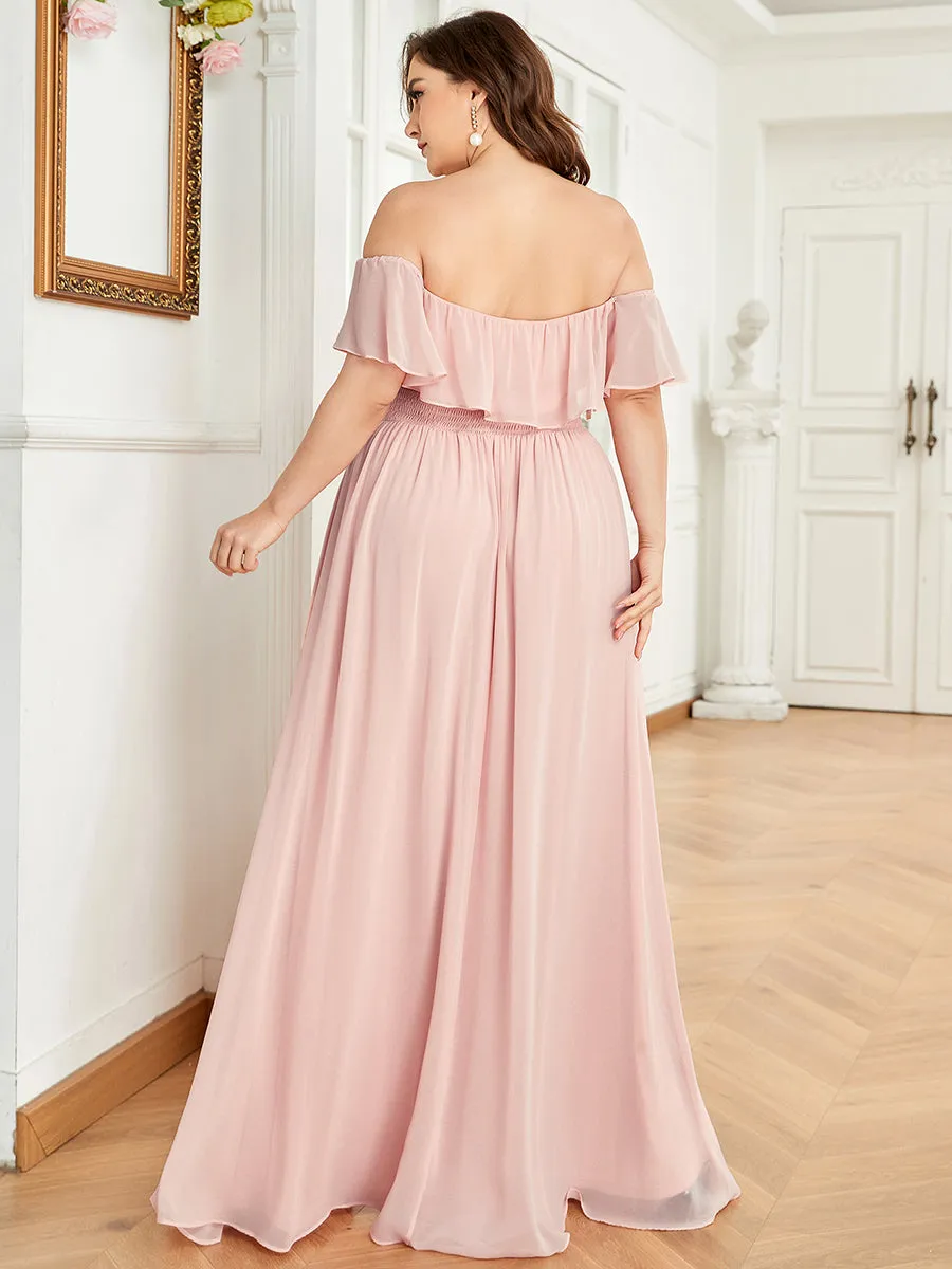 Women's Plus Size Ruffle Thigh Split Wholesale Bridesmaid Dresses