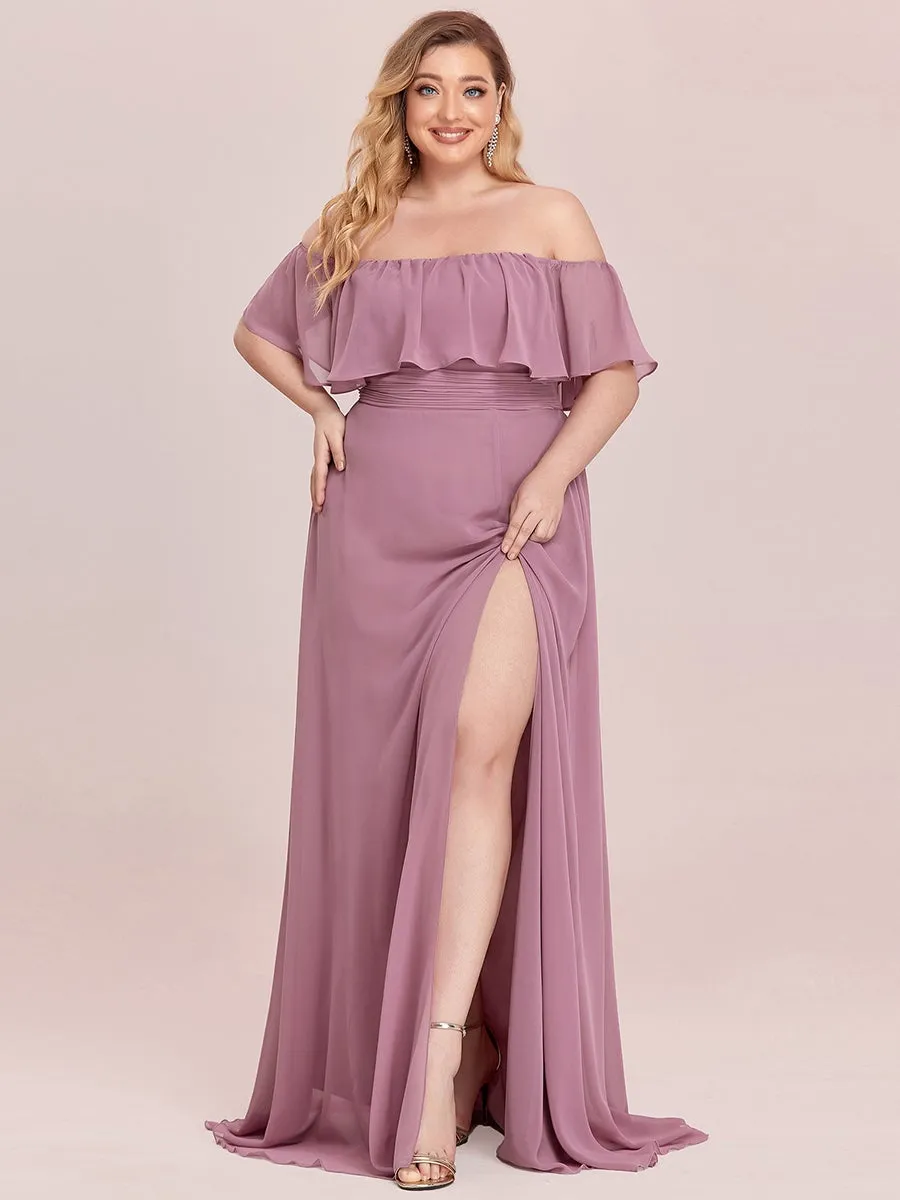 Women's Plus Size Ruffle Thigh Split Wholesale Bridesmaid Dresses