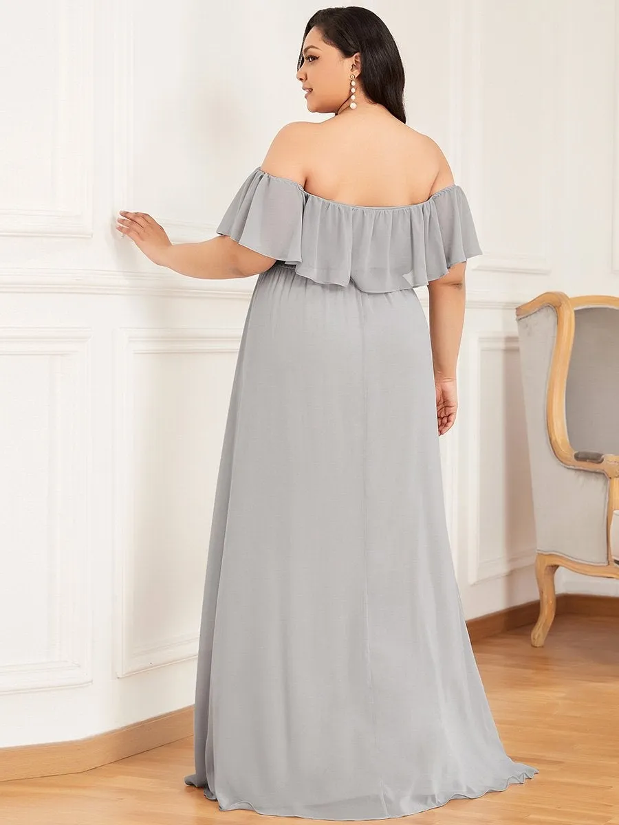 Women's Plus Size Ruffle Thigh Split Wholesale Bridesmaid Dresses
