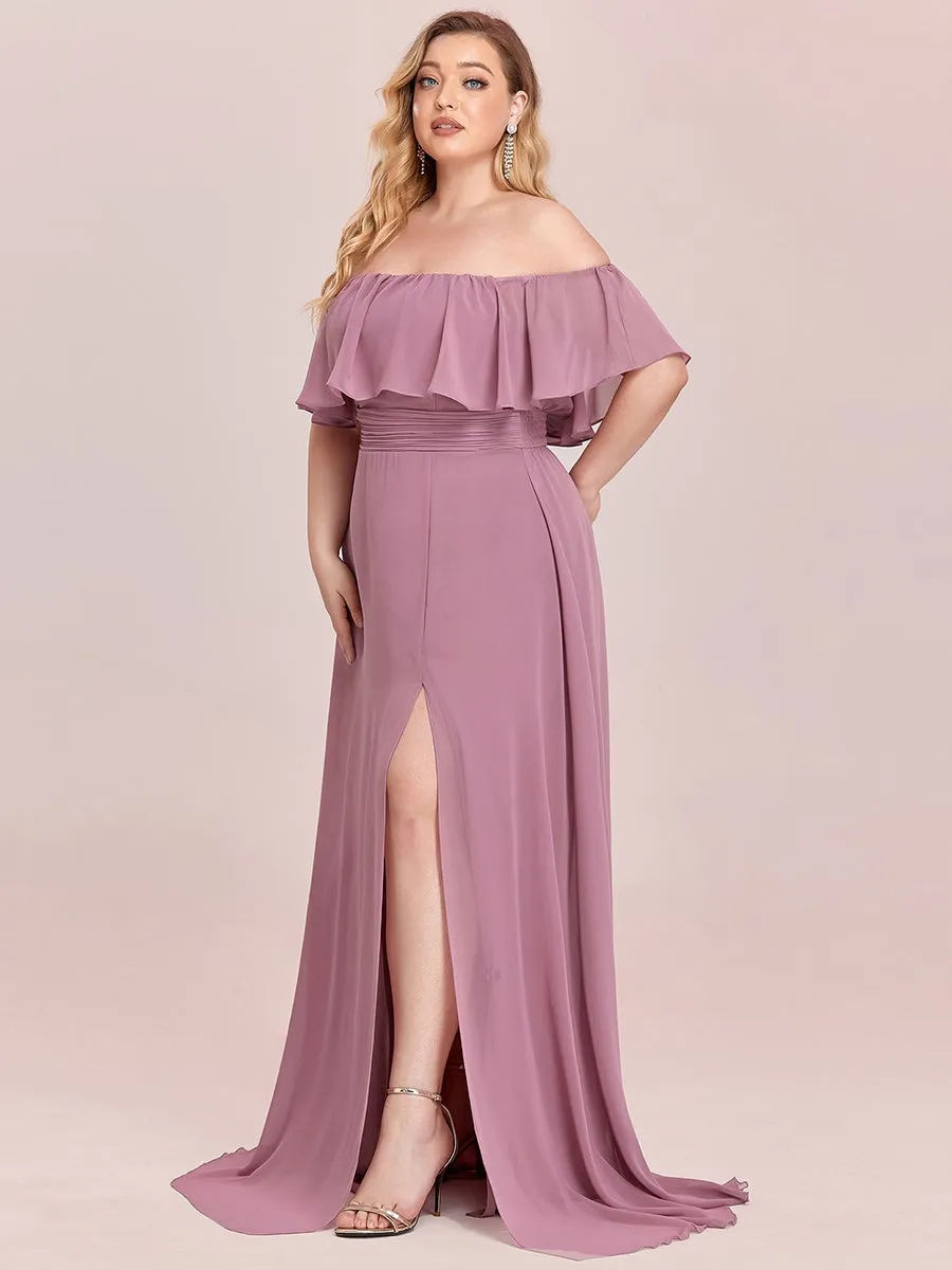 Women's Plus Size Ruffle Thigh Split Wholesale Bridesmaid Dresses