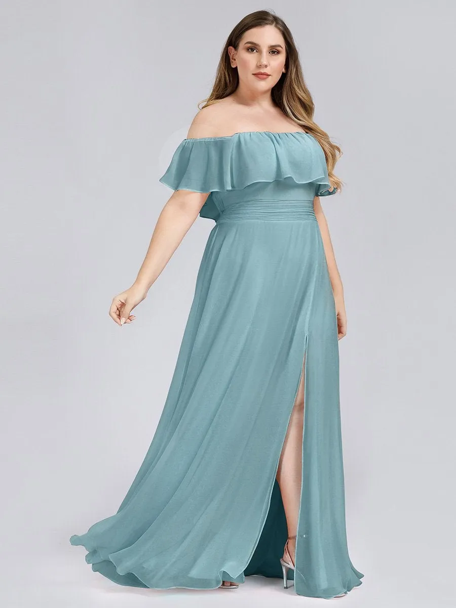 Women's Plus Size Ruffle Thigh Split Wholesale Bridesmaid Dresses