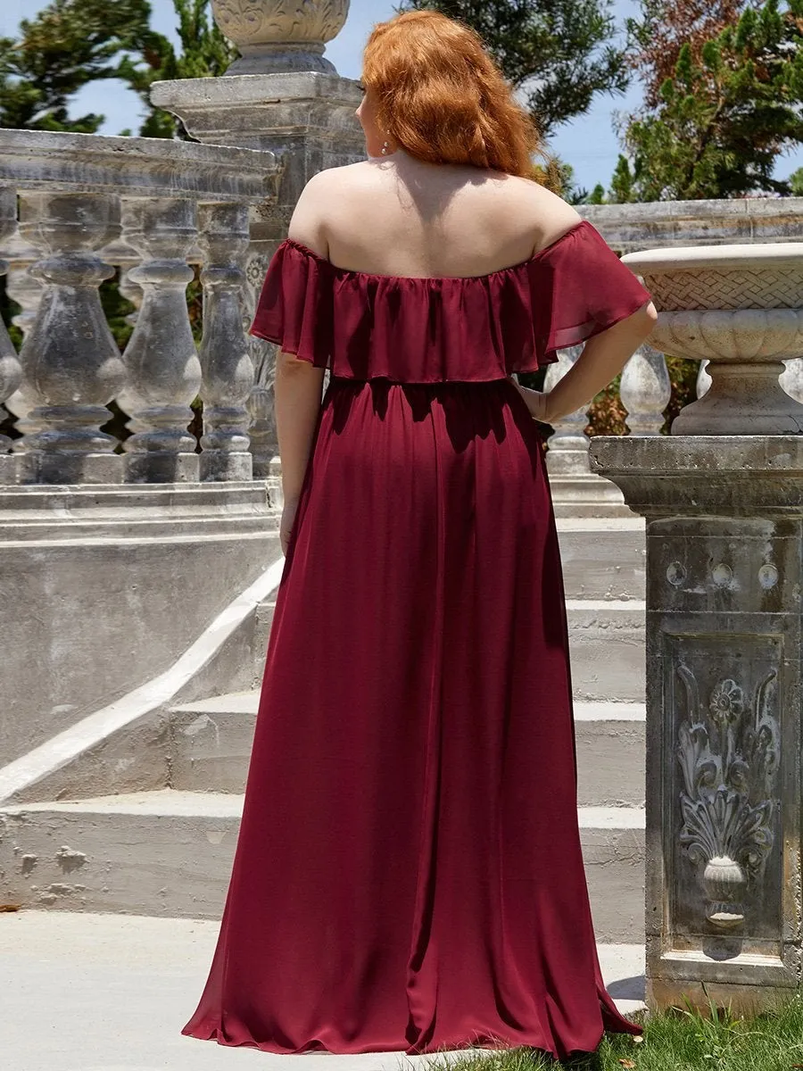 Women's Plus Size Ruffle Thigh Split Wholesale Bridesmaid Dresses