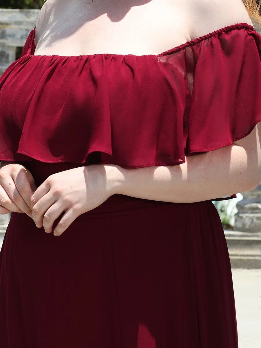 Women's Plus Size Ruffle Thigh Split Wholesale Bridesmaid Dresses