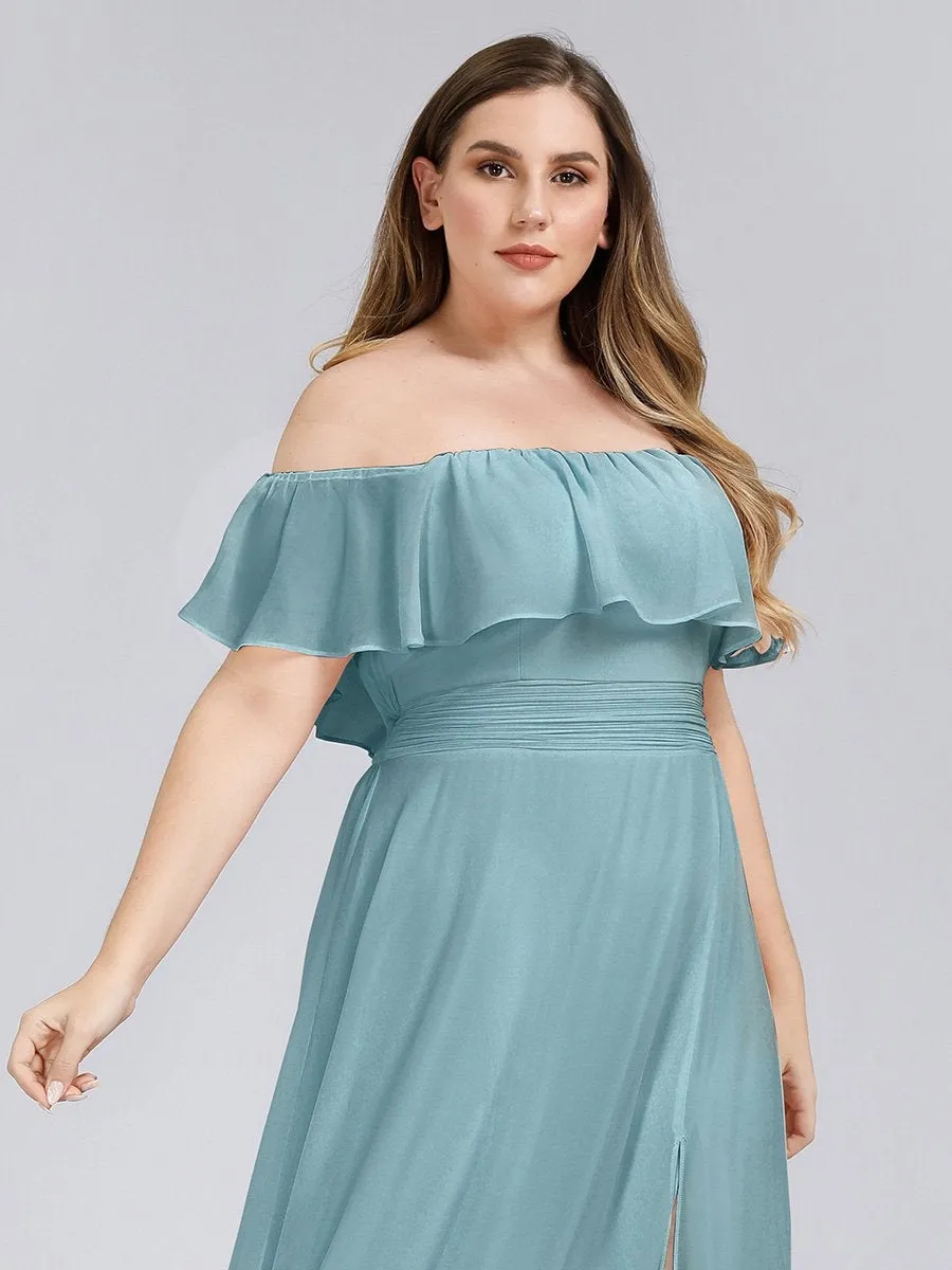 Women's Plus Size Ruffle Thigh Split Wholesale Bridesmaid Dresses