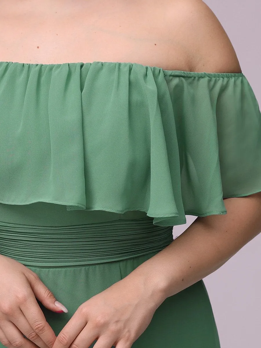Women's Plus Size Ruffle Thigh Split Wholesale Bridesmaid Dresses