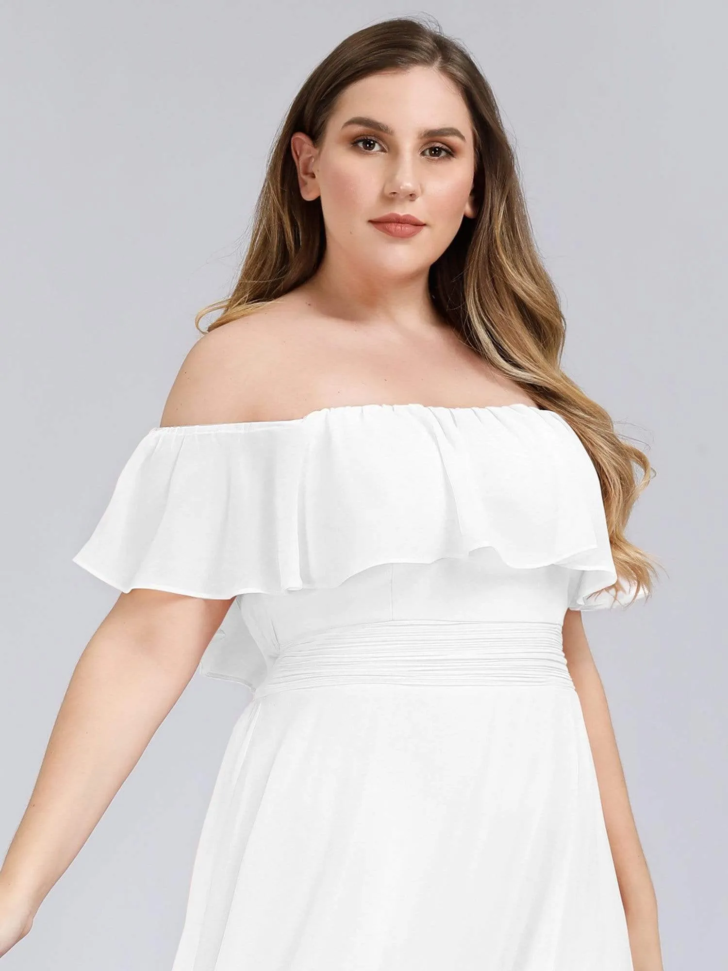 Women's Plus Size Ruffle Thigh Split Wholesale Bridesmaid Dresses