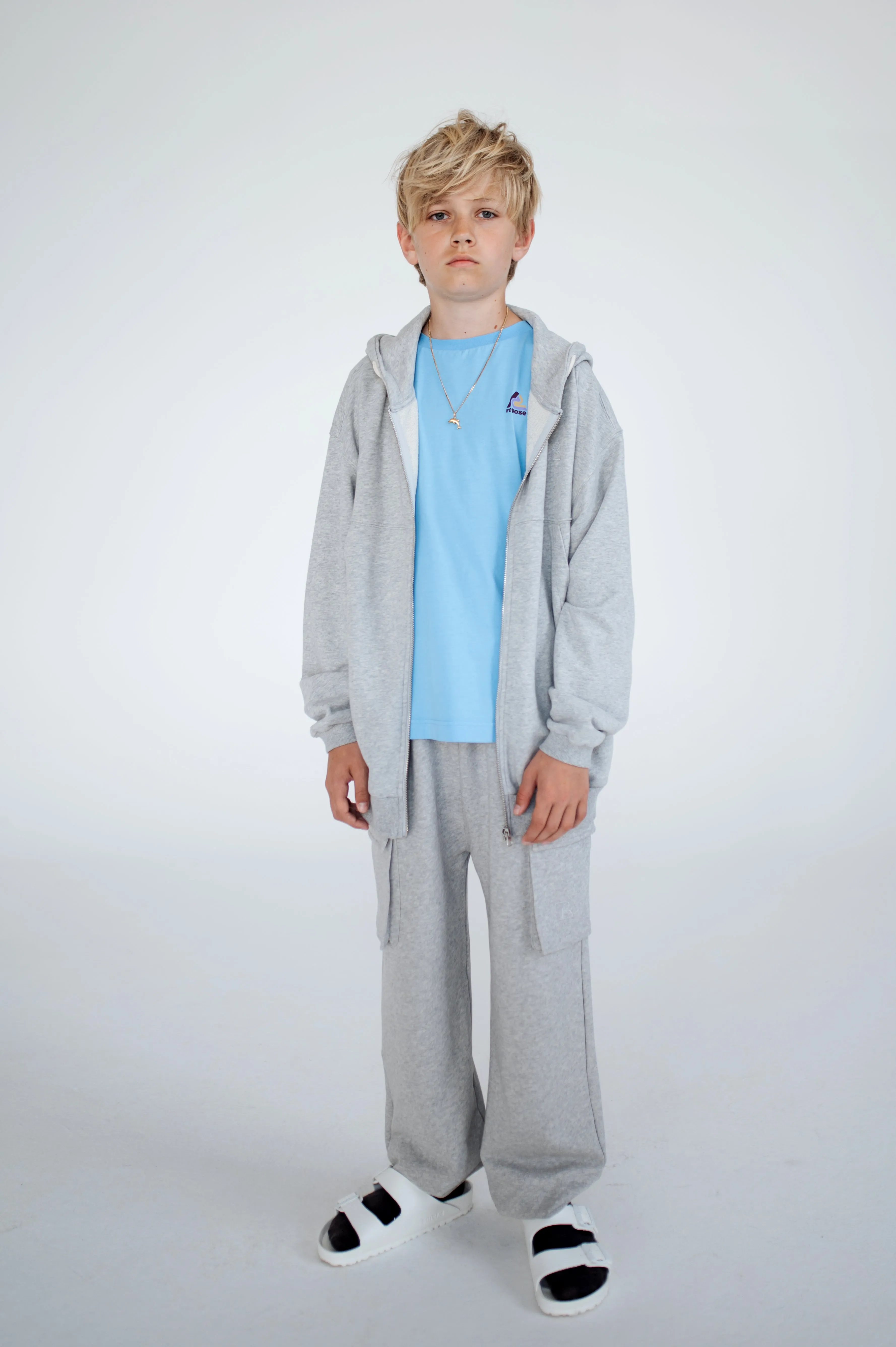 zip hoodie - light mixed grey